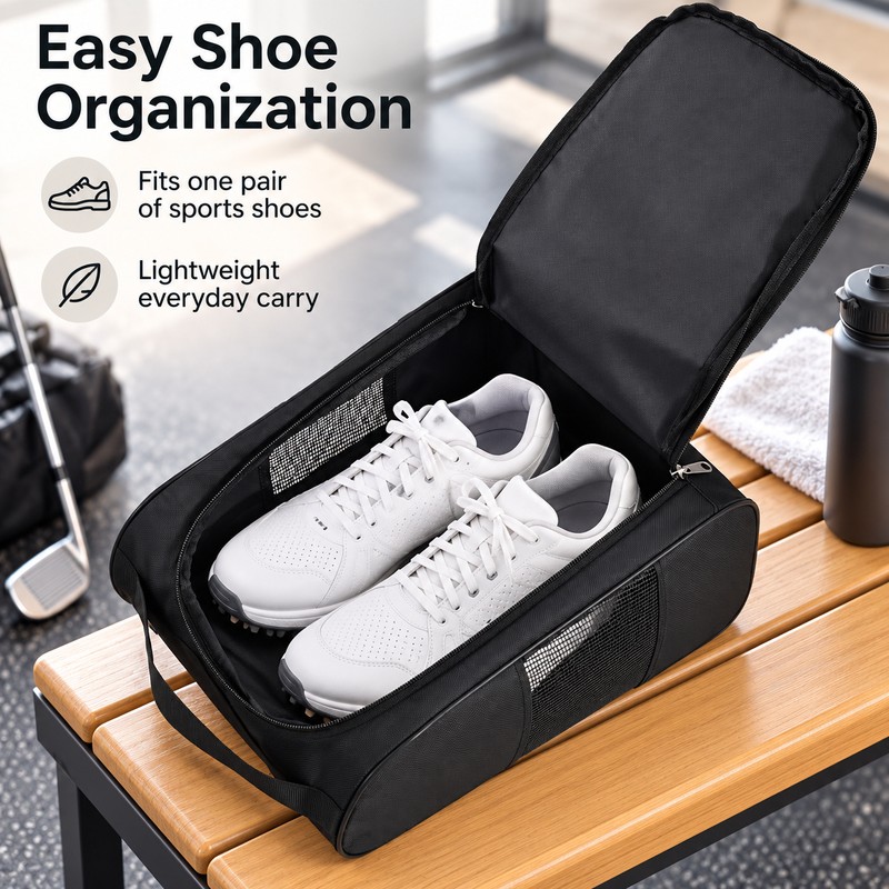 Golf Shoe Bag for Travel, Breathable Oxford Shoe Carrier with