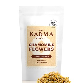 KARMA TEA CO.| Premium Chamomile Flowers Loose Leaf Herbal Tea, 40g (32cups) | Buttery, Smooth, Floral | 100% Natural & Organically Grown | Calming & Sleep Friendly