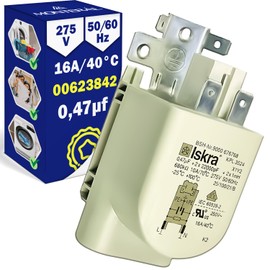 Anti-interference filter washing machine 0.47µF 16A/40°C 275V 50/60Hz with original code 00623842 623842 9000 676768 for Bosch for Siemens MONTERAL