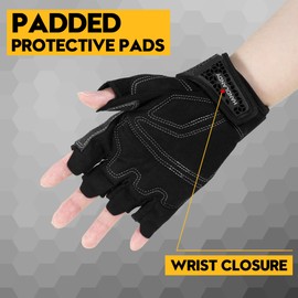 HLDD HANDLANDY Fingerless Work Gloves for Men, Utility Grip Work Gloves for Driving, Cycling, Hunting, Motorcycle, Climbing, Outdoor Work, Half Finger