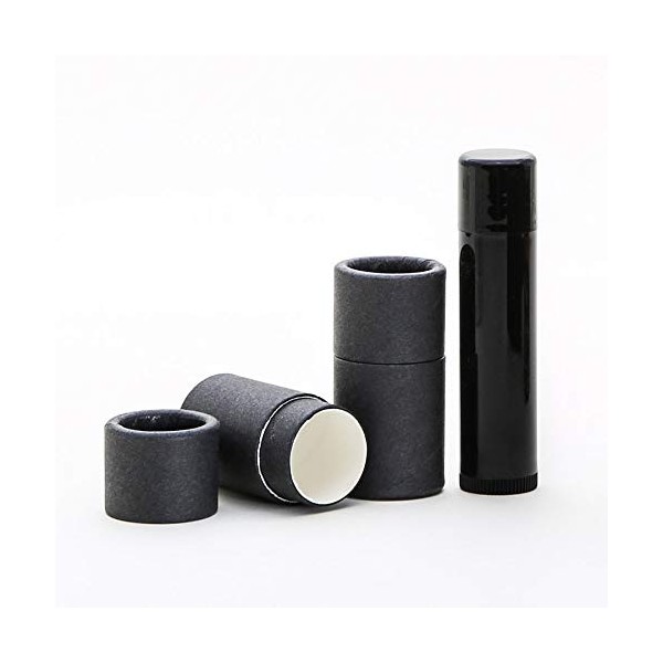 1/4 OZ (Short) Black Kraft Paperboard Lip Balm/Salve/Cosmetic/Lotion Tubes x12