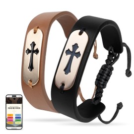 2PCS NFC Daily Bible Verse Bracelets, Wearable Cross Bible Scripture Bracelet, Cross Bracelet, Christian Gifts for Women, Men, Catholic Religious Gifts, Devotional God Band For Men, Fathers Day Gift For Dad (Set 2)