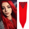 Dcbaboo 24 inches Clip in Hair Extension Long Straight Red