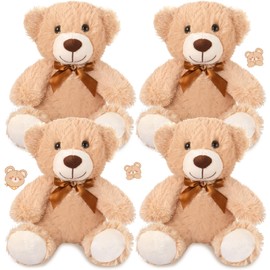 Civaner 4 Pack 14 Inches Bear Plush Stuffed Animals Cute Soft Bears Gifts Bulk for Girls Boys Girlfriend(Light Brown)