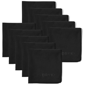 DRYKI Sweat Absorbing Handkerchiefs - The Original Quick-Dry Microfiber Sweat Rags & Towels for Face, Hands, & Body - Perfect for Gym, Sports, and Work (Classic Black, 10 Pack)