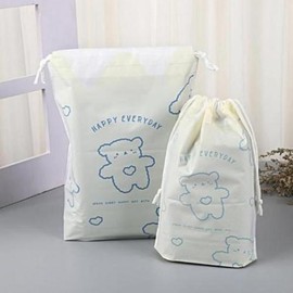 18x25cm Pouch with Milk Teddy Bear Drawstring, Sumomo Studio / 18x25cm 파우치 중 밀크곰돌이 조임끈 스모모스튜디오