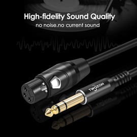 Twozoh XLR Female to 1/4 Inch (6.35mm) TRS Cable, Quarter Inch Jack Balanced to XLR Microphone Cable 1FT (Profesional/HiFi)