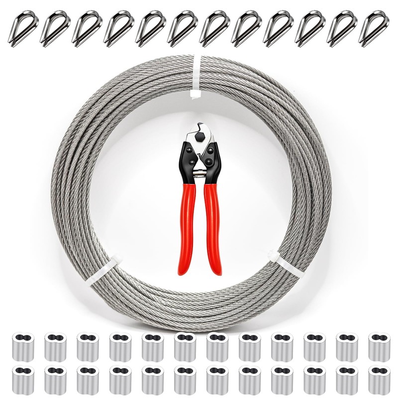 KEPYDRMTF 1/8 Inch Stainless Steel Cable Wire Caple, 100FT String