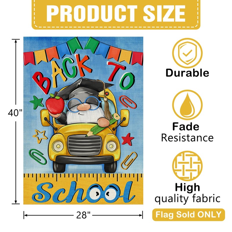 Dyrenson Back to School Bus Gnome 28 x 40 House