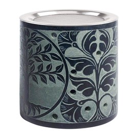 Bitto Incense Burner Lantern Ketan Softstone Blue/Grey with Stainless Steel Strainer, Height: 10 cm, Diameter: 10 cm