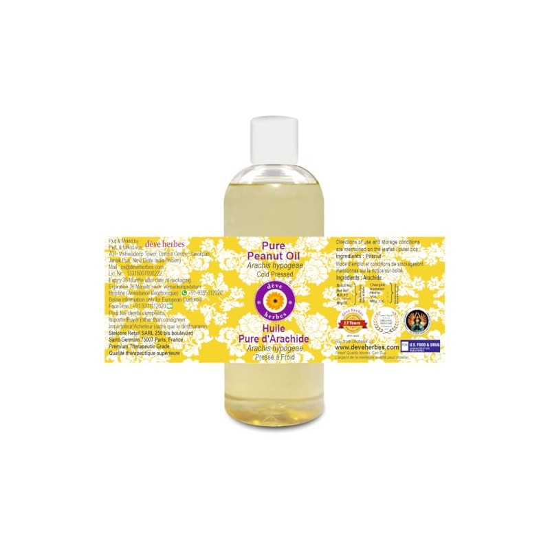 Deve Herbes Pure Peanut Oil (Arachis hypogeae) Cold Pressed 200ml