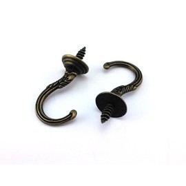 yueton 20pcs Vintage Carving Screw-in Wall Ceiling Hooks Cup Hooks Hanger 1/2inch Open Mouth