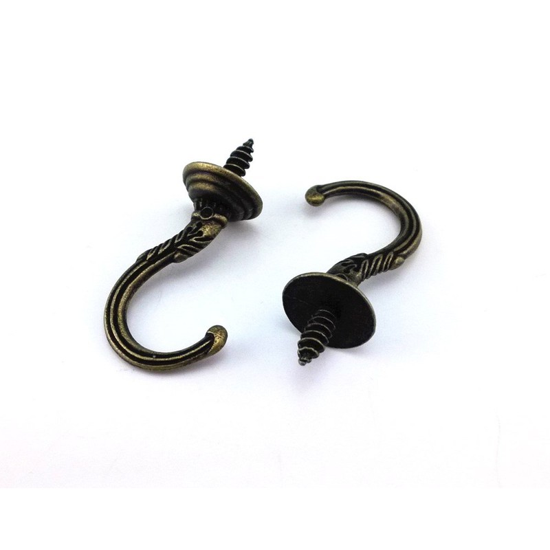 yueton 20pcs Vintage Carving Screw-in Wall Ceiling Hooks Cup Hooks