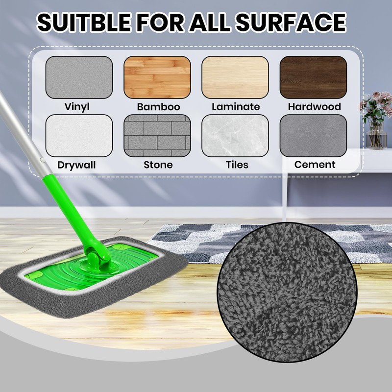 6 Pack Reusable Microfiber Mop Pads - Compatible with Swiffer