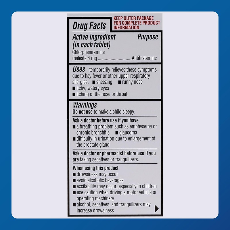MAJOR MAJOR Chlorpheniramine 4 Mg Tabs - Chlorpheniramine Maleate 4-Hour