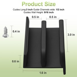 M6219 Sliding Shower Door Bottom Guide (2-Pack, Black) – 1/2" Channel for Glass Shower Doors – Durable Plastic Track for Smooth, Quiet Operation