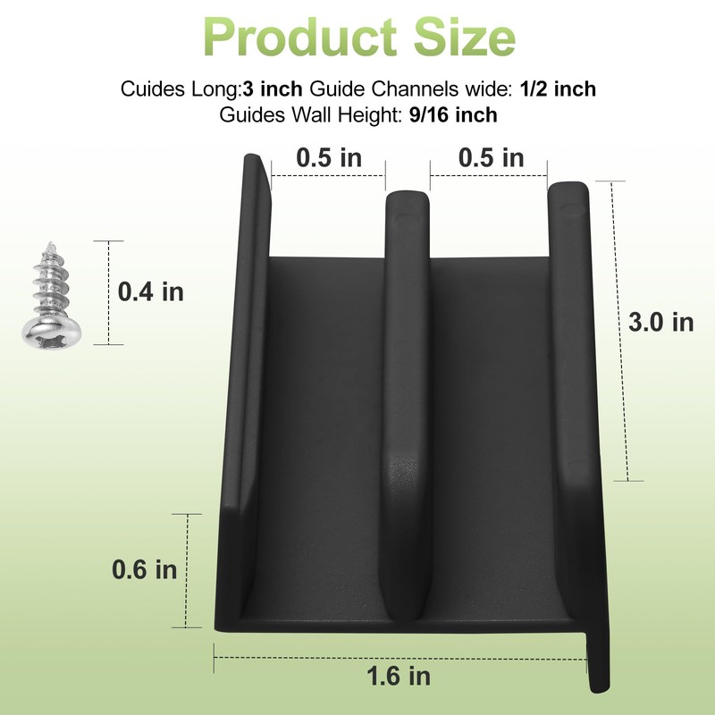 M6219 Sliding Shower Door Bottom Guide (2-Pack, Black) – 1/2"