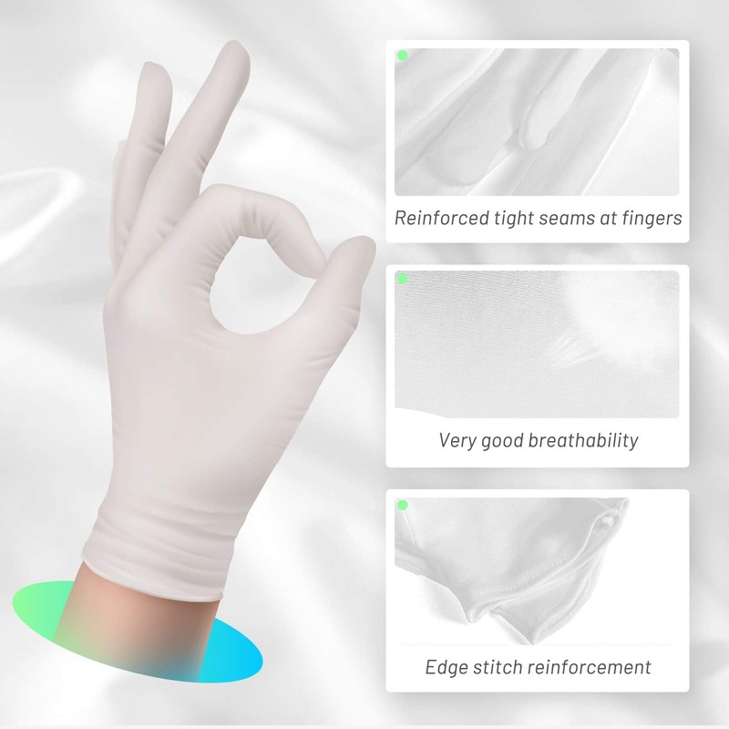 Cotton Gloves for Dry Hands, Paxcoo 20 Pairs Large White