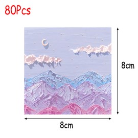 LHLZNB 400 Sheets Three-Dimensional Landscape Painting Sticky Sticky Notes Set,Post it Notes tabs Memo Funny Sticky Note Self Stick，Page Markers Flags for Home, School and Office, 8x8CM (5)