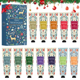 Hand Cream Set, 10 Pieces Perfumed Moisturising Hand Cream with 2 Pieces Foot Cream, Hand Cream Gift Set Christmas for Women Men, Dry Cracked Hands Feet, Moisturising Cream Care Cream