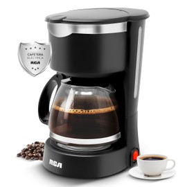 RCA Cafetera Eléctrica RC-CAF1, Jarra de Cristal con Asa, Filtro Extraíble, Incluye Cuchara Dosificadora, Indicador de Agua, 650W, Botón de...        