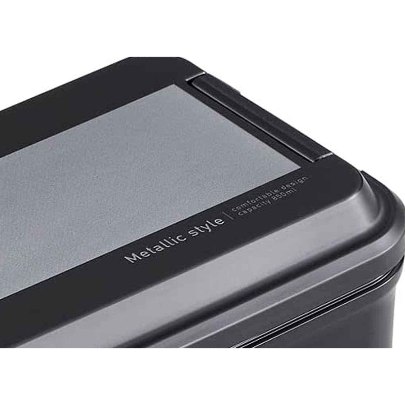 OSK BL-37D Metallic Style Lunch Box with Dividers, Black, Made