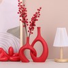 Dark Red Unique Hollow Bud Vases Set of 2,Modern Snuggle