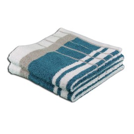 Gözze - Beach Towel, Set of 2, 100% Cotton, Berlin, Striped, 50 x 100 cm - Petrol/Taupe