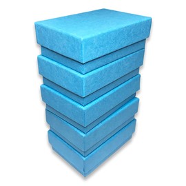 N'icePackaging 100 Qty - Light Blue-Kraft Cotton Filled Gift Boxes - Size 2 7/16" x 1 5/8" x 13/16" - USA Made - Holidays/Birthdays/Sales/Storage/Display/Travel