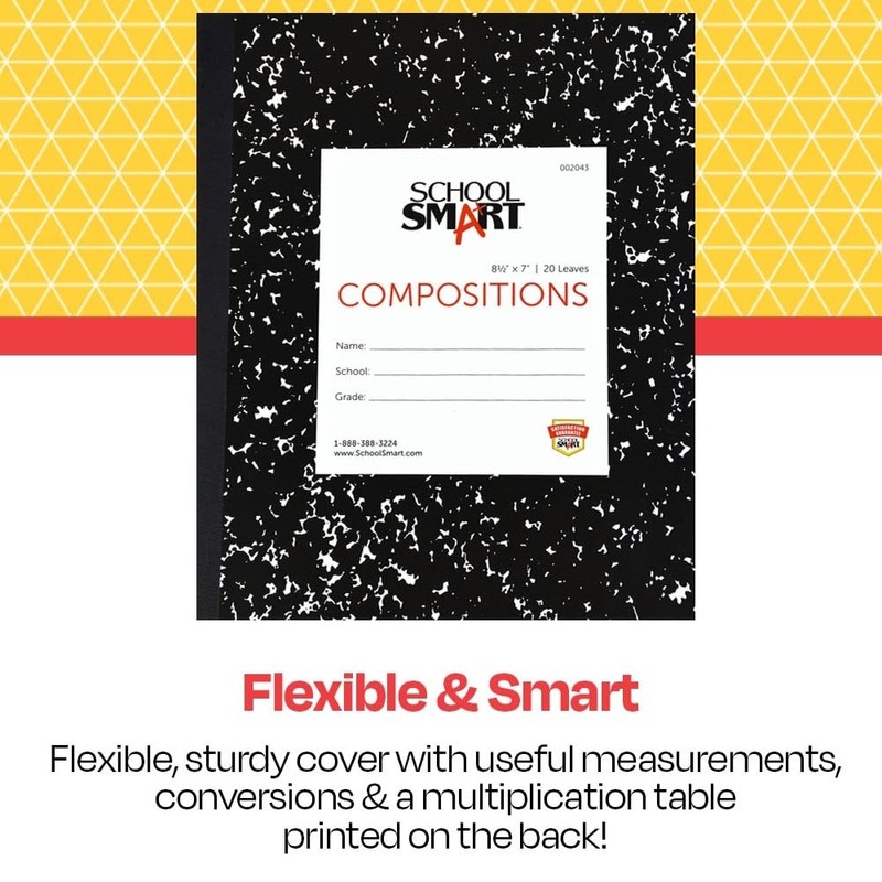 School Smart Flexible Cover Ruled Composition Book, 8-1/2 x 7