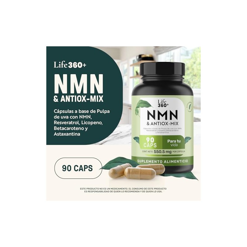 LIFE 360+ Suplemento NMN Blend en Cápsulas, Presentación de 90