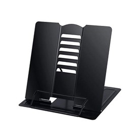 Blizzow Desk Book Stand Holders for Reading Hands Free, Durable Metal Adjustable Book Stand, Sturdy Lightweight Foldable Portable Bookstand -Cookbook, Recipe, Tablet, Music Book, Documents (Black)