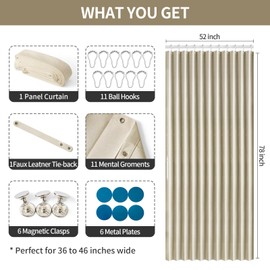 RINHARTEX Blackout Accordion Style Magnetic Door Curtain for Closet Pleated Folding Doorway Curtain Accordion Door Interior Room Divider Bedroom Bathroom Living Room (52x78,Cream Beige)