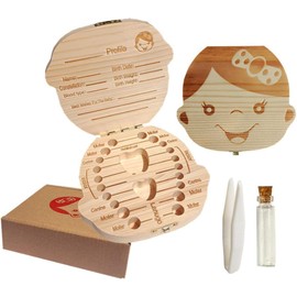 Baby Tooth Keepsake Box,Tooth Fairy Box,Wooden Tooth Box,Tooth Saver,Tooth Holder for Kids Teeth,Tooth Boxes for Lost Teeth for Kids,Newborn Baby Birthday and Shower Gift (Girl)