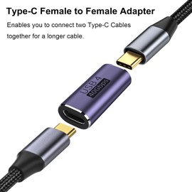 4 Pack USB C Female to Female Adapter, with 40 Gbps PD 100W 8K 60hz Video Compatible for Thunderbolt 4/3, MacBook Pro/Air, USB-C HUB and More Type C Devices