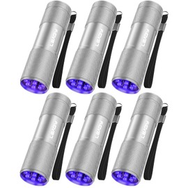 LEAGY 6 Pack UV Ultra Violet Blacklight 9 LED Flashlight Torch Light Outdoors Etc
