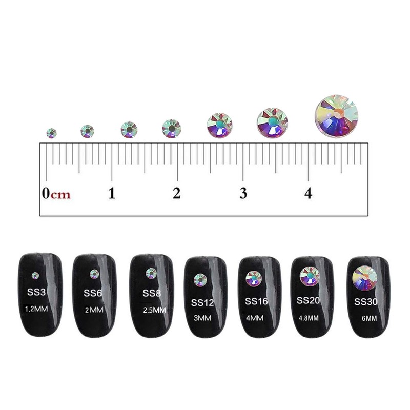 TOAOB 800pcs Crystal AB Rhinestones Flat Back Resin Gems Stickers