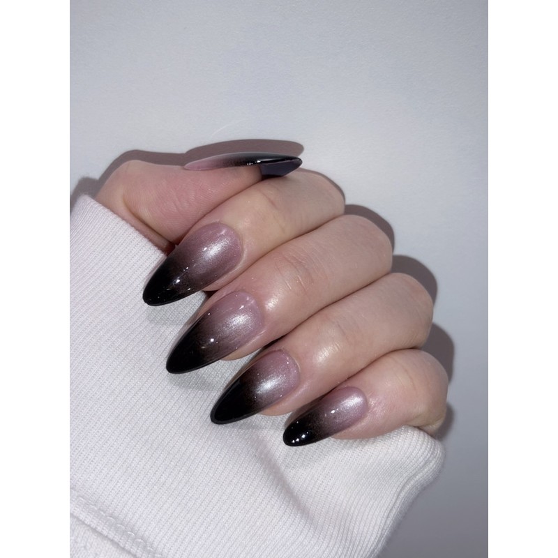 Blackpink two-tone magnet gra nail tips - Long Square /