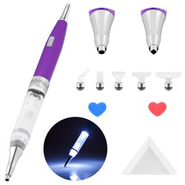 Benote Diamond Art Painting Drill Pen 2.0 with Metal Sticky Tips, Diamond & Painting Accessories, Replacement Pen Heads & Wax - B7 Purple