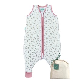 molis&co Baby sleeping bag with feet. 0.5 TOG, 60 cm (6 months), Ideal for Summer, Bloom Pink 100% Cotton, Oeko-Tex 100 Certified.