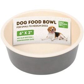 Only Natural Pet Meal Time Pet Bowl Dog Food Bowl - 50% Plant-Based, Eco-Friendly, BPA & Phthalate-Free, No-Slip Bottom, Dishwasher Safe, Ideal for Small to Medium Dogs - Dark Gray, Small 6" x 2"