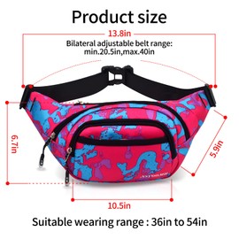 NSYOOMH Large Fanny Packs for Women, 5-Zipper ​Pockets Water Resistant Practical Waist Bag, for Outdoor Running Cycling Sports Travel Hiking Camping Fishing Fashionable Camo ​Belt Bags