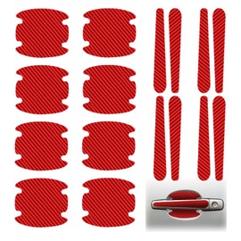 GUTERTOP Pack of 16 Door Handle Protection Car, Car Door Handle Protection, Carbon Fibre Car Door Handle Bowl Sticker, Universal Car Door Handle Protective Film (Red)