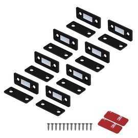Mousike Magnetic Door Catch Ultra Thin Cabinet Magnets Stainless Steel Drawer Magnet Catch for Sliding Door Closure Kitchen Cabinet Cupboard Closet Closer (Black-8Pack)