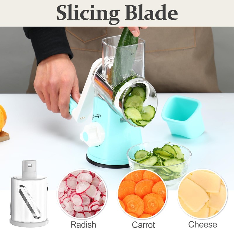 Cambom Rotary Cheese Grater Hand Crank Cheese Shredder for Fresh