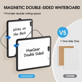 MaxGear Small Dry Erase Board for Wall, 11"x 14" Hanging Double-Sided Magnetic Whiteboard with a Black Dry Erase Marker, Portable Mini White Board for Planning, Drawing, Memo, to Do List, Black Frame