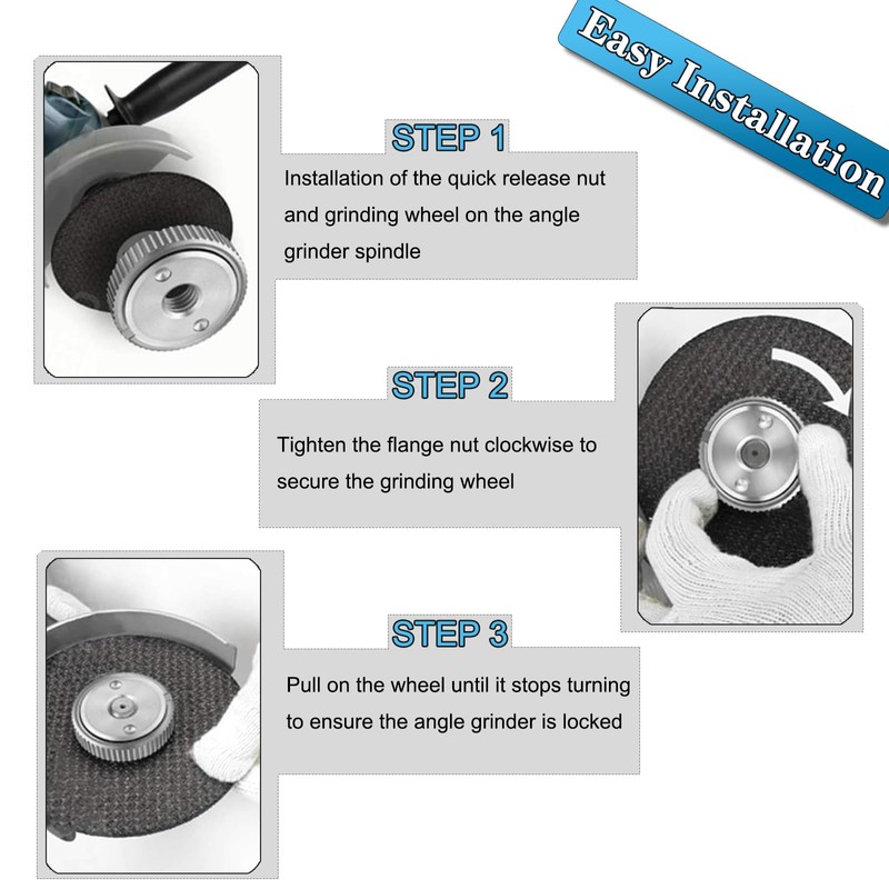 Saipor 5/8-11 Inch Thread Angle Grinder Flange Nut, Self Tightening