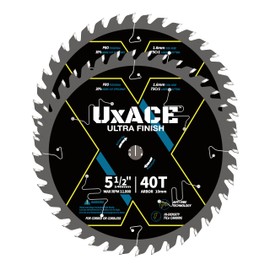 UXACE 5-1/2-Inch 40-Tooth Circular Saw Blade with 10 mm Arbor, Ultra Finish Wood Cutting, Carbide Tip, Thin Kerf, for Plywood, MDF, OSB, Laminated, 2 Pack