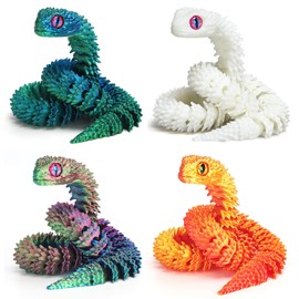 uyrzwek 4 Pcs 12in 3D Printed Snake Toys, 3D Printed Animals, Flexible 3D Printed Snake Stuff, Decorative for Boys Kids Home Decor Christmas Fidget Toys Gifts Halloween Decorations