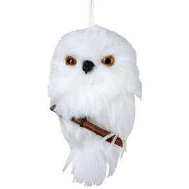 Kurt S. Adler YAMC2220 Hanging Owl Ornament with Branch, White, 3.93"